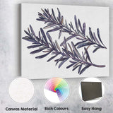 Dark Indigo Rosemary Herb Botanical Branch Illustration Canvas Wall Art Print Decor Picture Ready to Hang