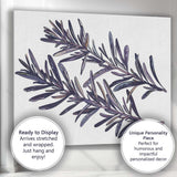 Dark Indigo Rosemary Herb Botanical Branch Illustration Canvas Wall Art Print Decor Picture Ready to Hang