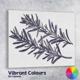 Dark Indigo Rosemary Herb Botanical Branch Illustration Canvas Wall Art Print Decor Picture Ready to Hang