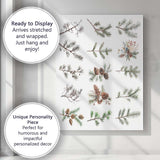Winter Evergreen Pine Branch Collection Botanical Illustration Canvas Wall Art Print Decor Picture Ready to Hang