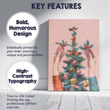 Retro Christmas Tree Bauble Decoration Holiday Illustration Canvas Wall Art Print Decor Picture Ready to Hang