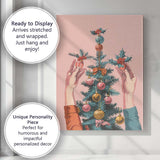 Retro Christmas Tree Bauble Decoration Holiday Illustration Canvas Wall Art Print Decor Picture Ready to Hang