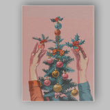 Retro Christmas Tree Bauble Decoration Holiday Illustration Canvas Wall Art Print Decor Picture Ready to Hang
