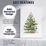 Festive Christmas Tree Watercolour Illustration With Holly Berries And Ornaments Canvas Wall Art Print Decor Picture Ready to Hang