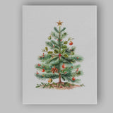 Festive Christmas Tree Watercolour Illustration With Holly Berries And Ornaments Canvas Wall Art Print Decor Picture Ready to Hang