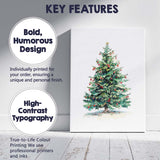 Traditional Christmas Tree Watercolour Painting With Red Berries And Gold Star Canvas Wall Art Print Decor Picture Ready to Hang
