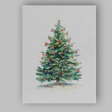 Traditional Christmas Tree Watercolour Painting With Red Berries And Gold Star Canvas Wall Art Print Decor Picture Ready to Hang