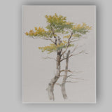 Minimalist Autumn Tree Study Delicate Botanical Watercolour Canvas Wall Art Print Decor Picture Ready to Hang