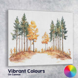 Watercolour Forest Path Pine Trees Autumn Woodland Scene Canvas Wall Art Print Decor Picture Ready to Hang