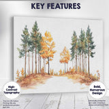Watercolour Forest Path Pine Trees Autumn Woodland Scene Canvas Wall Art Print Decor Picture Ready to Hang