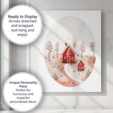 Scandinavian Red House Winter Landscape Watercolour Canvas Wall Art Print Decor Picture Ready to Hang