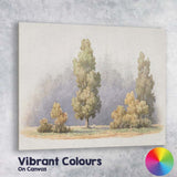 Soft Misty Woodland Tree Group Watercolour Landscape Canvas Wall Art Print Decor Picture Ready to Hang