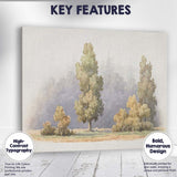 Soft Misty Woodland Tree Group Watercolour Landscape Canvas Wall Art Print Decor Picture Ready to Hang