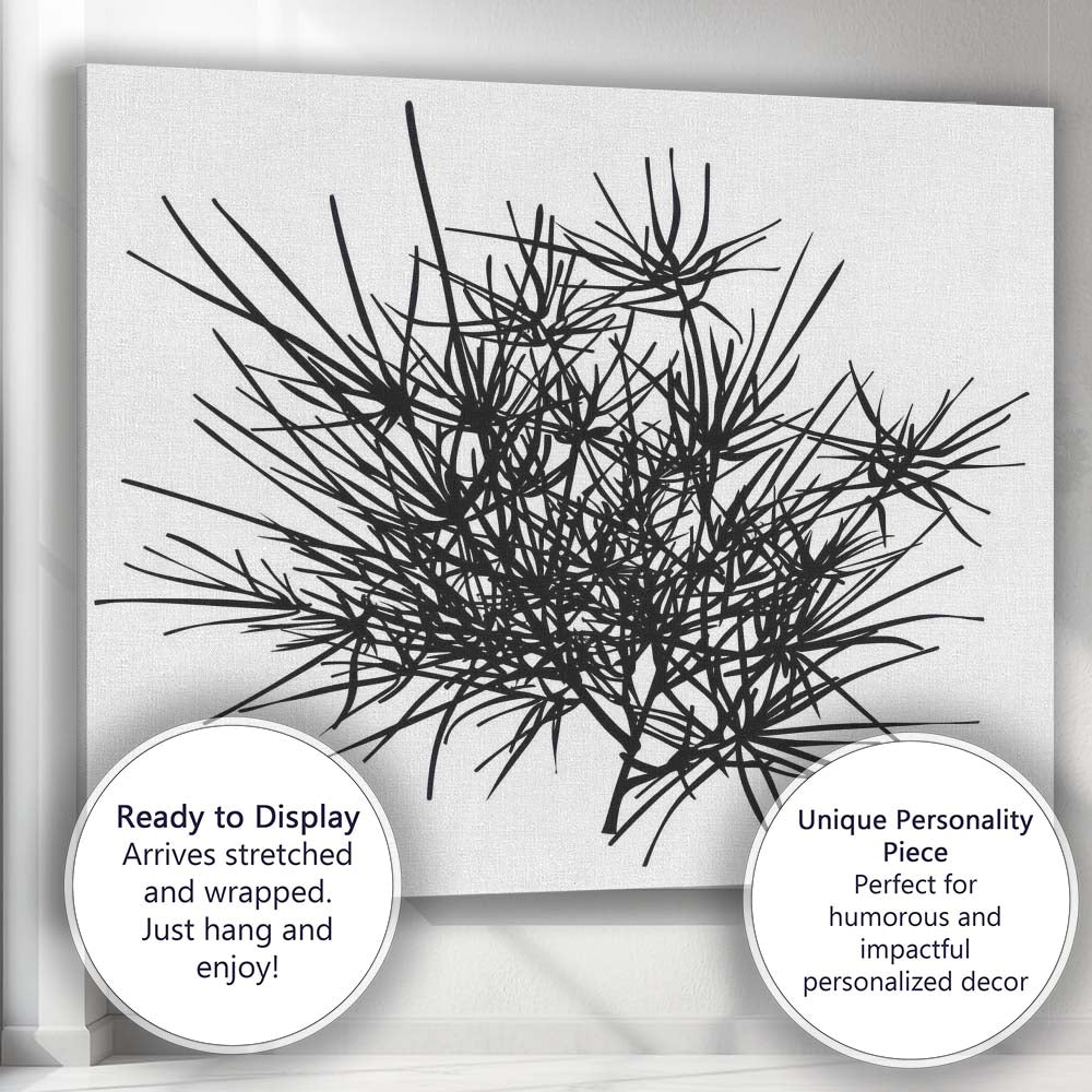 Minimalist Pine Needle Botanical Silhouette Watercolour Design Canvas Wall Art Print Decor Picture Ready to Hang