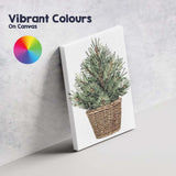 Rustic Potted Fir Tree Watercolour Botanical Christmas Decor Canvas Wall Art Print Decor Picture Ready to Hang