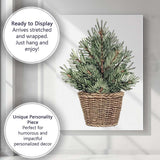 Rustic Potted Fir Tree Watercolour Botanical Christmas Decor Canvas Wall Art Print Decor Picture Ready to Hang