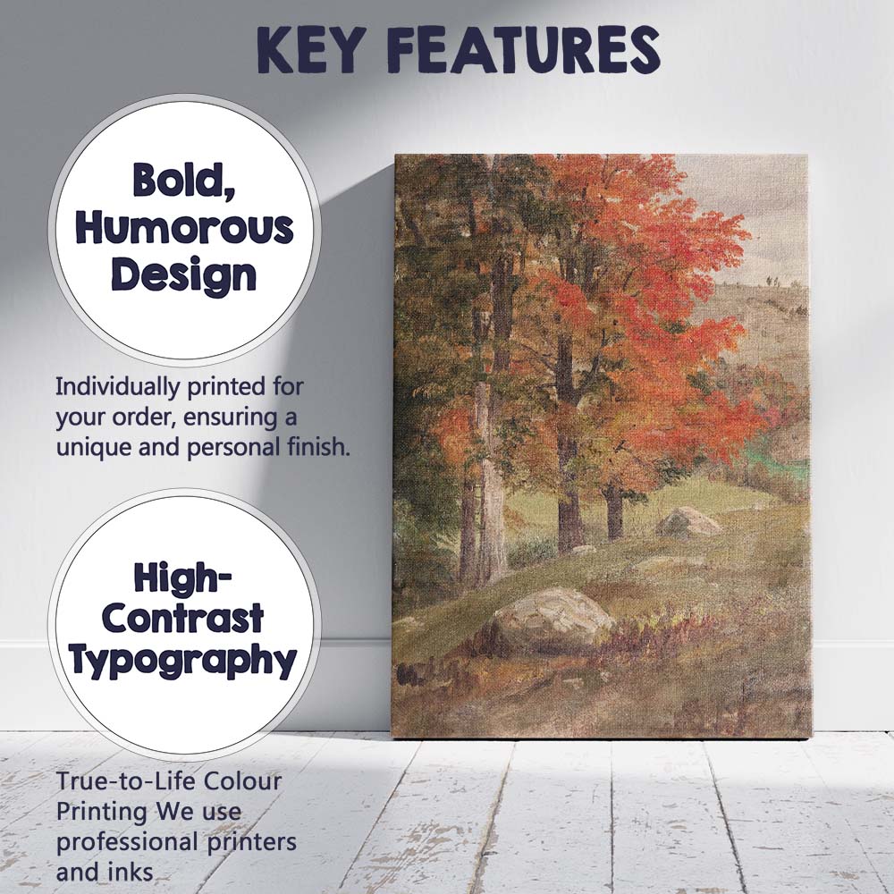 Autumn Woodland Trees Orange Foliage Countryside Landscape Canvas Wall Art Print Decor Picture Ready to Hang