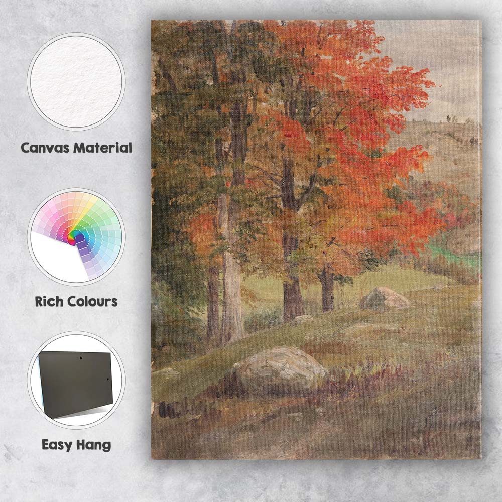 Autumn Woodland Trees Orange Foliage Countryside Landscape Canvas Wall Art Print Decor Picture Ready to Hang