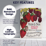 Antique Strawberry Raspberry Fruit Growers Botanical Catalogue Illustration Canvas Wall Art Print Decor Picture Ready to Hang