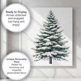 Watercolour Snow Covered Fir Tree Winter Woodland Illustration Canvas Wall Art Print Decor Picture Ready to Hang