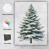 Watercolour Snow Covered Fir Tree Winter Woodland Illustration Canvas Wall Art Print Decor Picture Ready to Hang