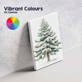Watercolour Snowy Evergreen Pine Tree Winter Forest Illustration Canvas Wall Art Print Decor Picture Ready to Hang