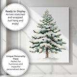 Watercolour Snowy Evergreen Pine Tree Winter Forest Illustration Canvas Wall Art Print Decor Picture Ready to Hang