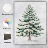 Watercolour Snowy Evergreen Pine Tree Winter Forest Illustration Canvas Wall Art Print Decor Picture Ready to Hang