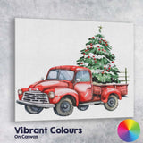 Classic Red Farm Truck With Christmas Tree Watercolour Canvas Wall Art Print Decor Picture Ready to Hang