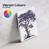 Decorative Purple Blossom Tree Contemporary Botanical Canvas Wall Art Print Decor Picture Ready to Hang