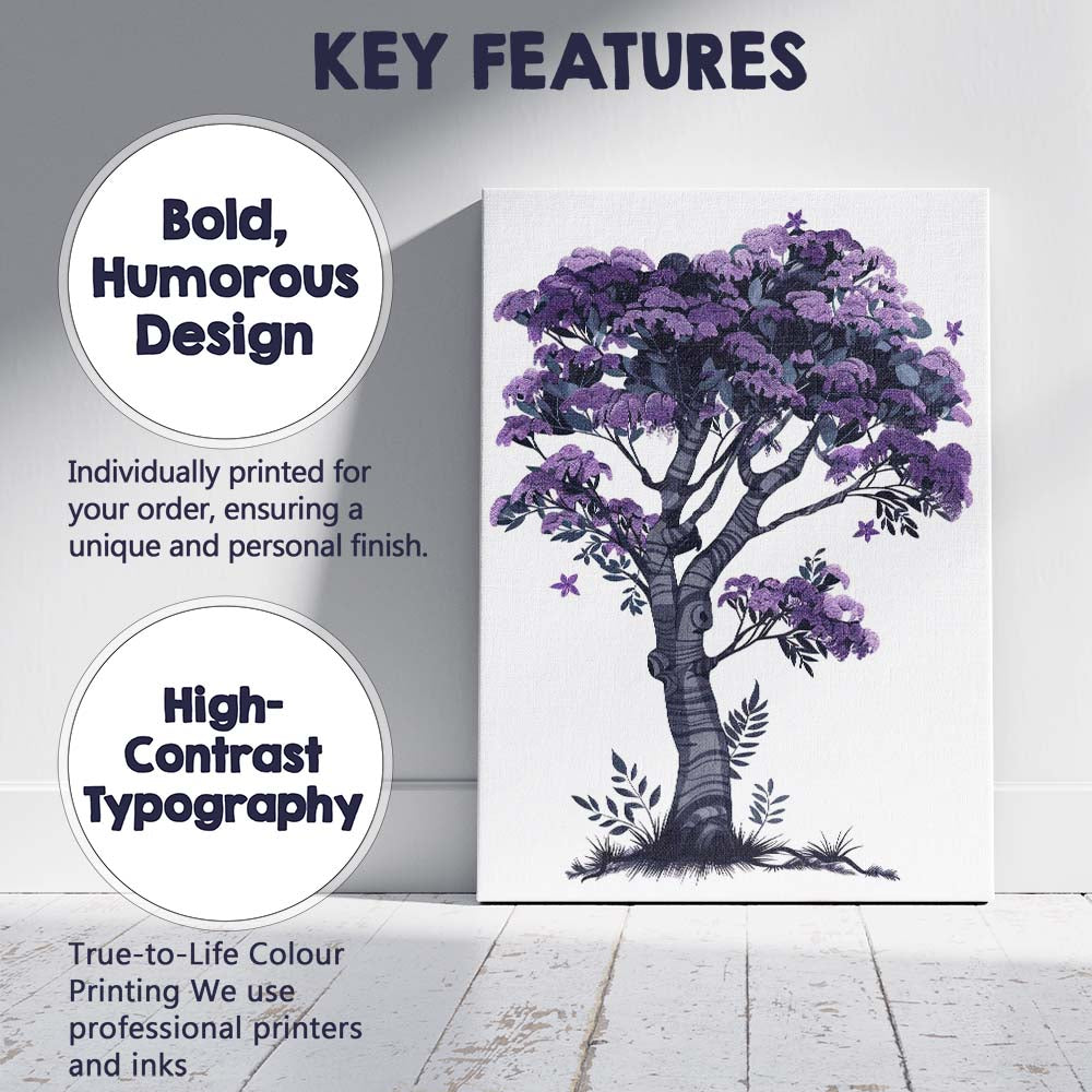 Decorative Purple Blossom Tree Contemporary Botanical Canvas Wall Art Print Decor Picture Ready to Hang