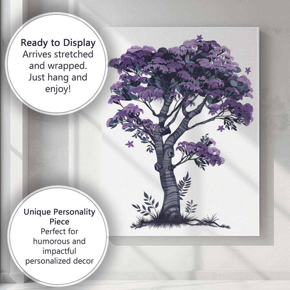 Decorative Purple Blossom Tree Contemporary Botanical Canvas Wall Art Print Decor Picture Ready to Hang