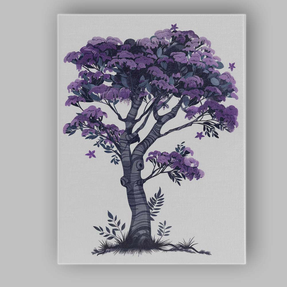 Decorative Purple Blossom Tree Contemporary Botanical Canvas Wall Art Print Decor Picture Ready to Hang