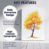 Golden Autumn Tree Seasonal Nature Illustration Canvas Wall Art Print Decor Picture Ready to Hang