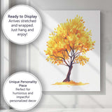 Golden Autumn Tree Seasonal Nature Illustration Canvas Wall Art Print Decor Picture Ready to Hang