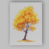 Golden Autumn Tree Seasonal Nature Illustration Canvas Wall Art Print Decor Picture Ready to Hang