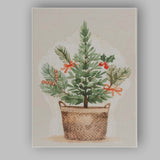 Festive Evergreen Basket Arrangement Watercolour Christmas Botanical Artwork Canvas Wall Art Print Decor Picture Ready to Hang