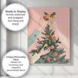 Christmas Tree Decorating Scene Festive Holiday Illustration Canvas Wall Art Print Decor Picture Ready to Hang