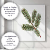 Evergreen Fir Branch Detailed Botanical Woodland Illustration Canvas Wall Art Print Decor Picture Ready to Hang