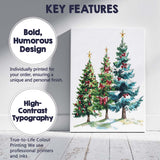 Watercolour Christmas Trees With Red Berries Snow Covered Evergreen Forest Canvas Wall Art Print Decor Picture Ready to Hang
