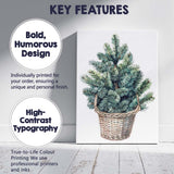 Blue Spruce Tree In Wicker Basket Watercolour Botanical Art Canvas Wall Art Print Decor Picture Ready to Hang