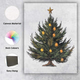 Traditional Decorated Christmas Tree Watercolour Holiday Illustration Canvas Wall Art Print Decor Picture Ready to Hang