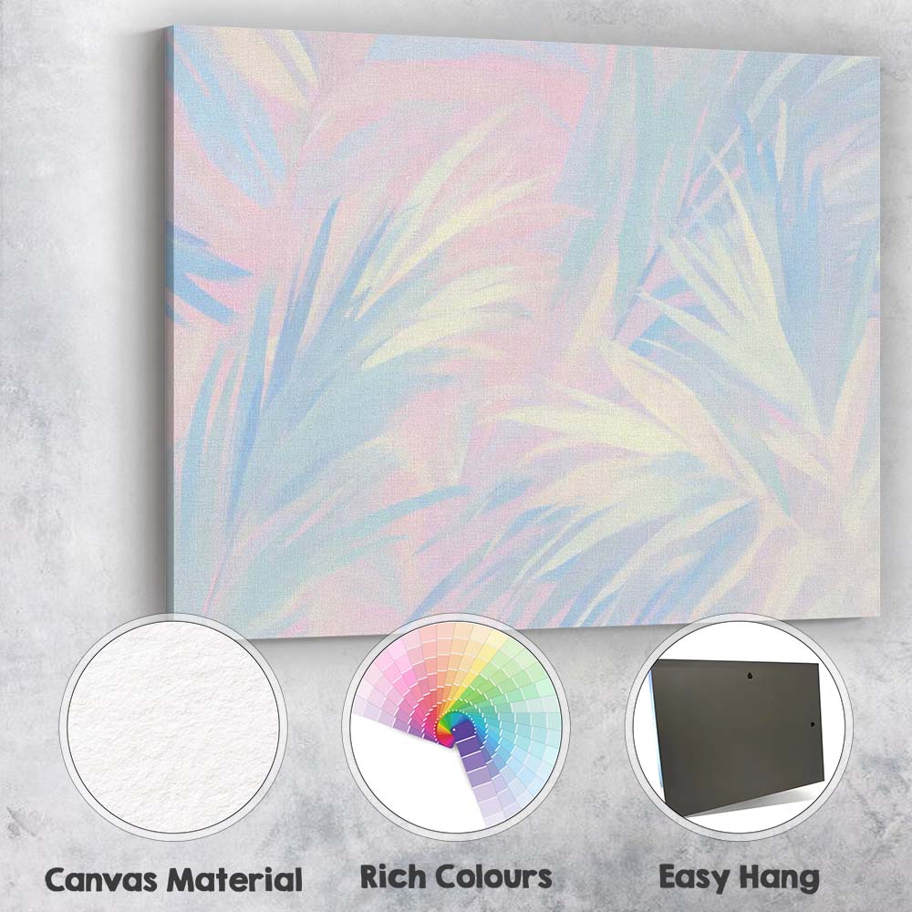 Pastel Tropical Leaf Abstract Watercolour Pattern Canvas Wall Art Print Decor Picture Ready to Hang