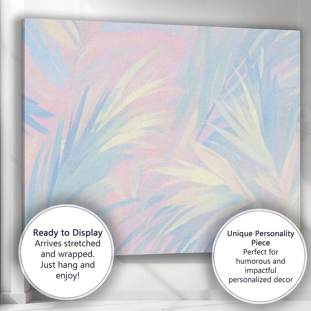 Pastel Tropical Leaf Abstract Watercolour Pattern Canvas Wall Art Print Decor Picture Ready to Hang