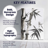Monochrome Bamboo Stalks And Leaves Oriental Ink Wash Artwork Canvas Wall Art Print Decor Picture Ready to Hang