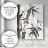 Monochrome Bamboo Stalks And Leaves Oriental Ink Wash Artwork Canvas Wall Art Print Decor Picture Ready to Hang
