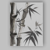 Monochrome Bamboo Stalks And Leaves Oriental Ink Wash Artwork Canvas Wall Art Print Decor Picture Ready to Hang