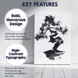 Black And Grey Bonsai Tree Japanese Sumi E Watercolour Painting Canvas Wall Art Print Decor Picture Ready to Hang