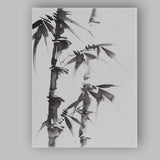 Minimalist Bamboo Forest Oriental Ink Wash Botanical Artwork Canvas Wall Art Print Decor Picture Ready to Hang