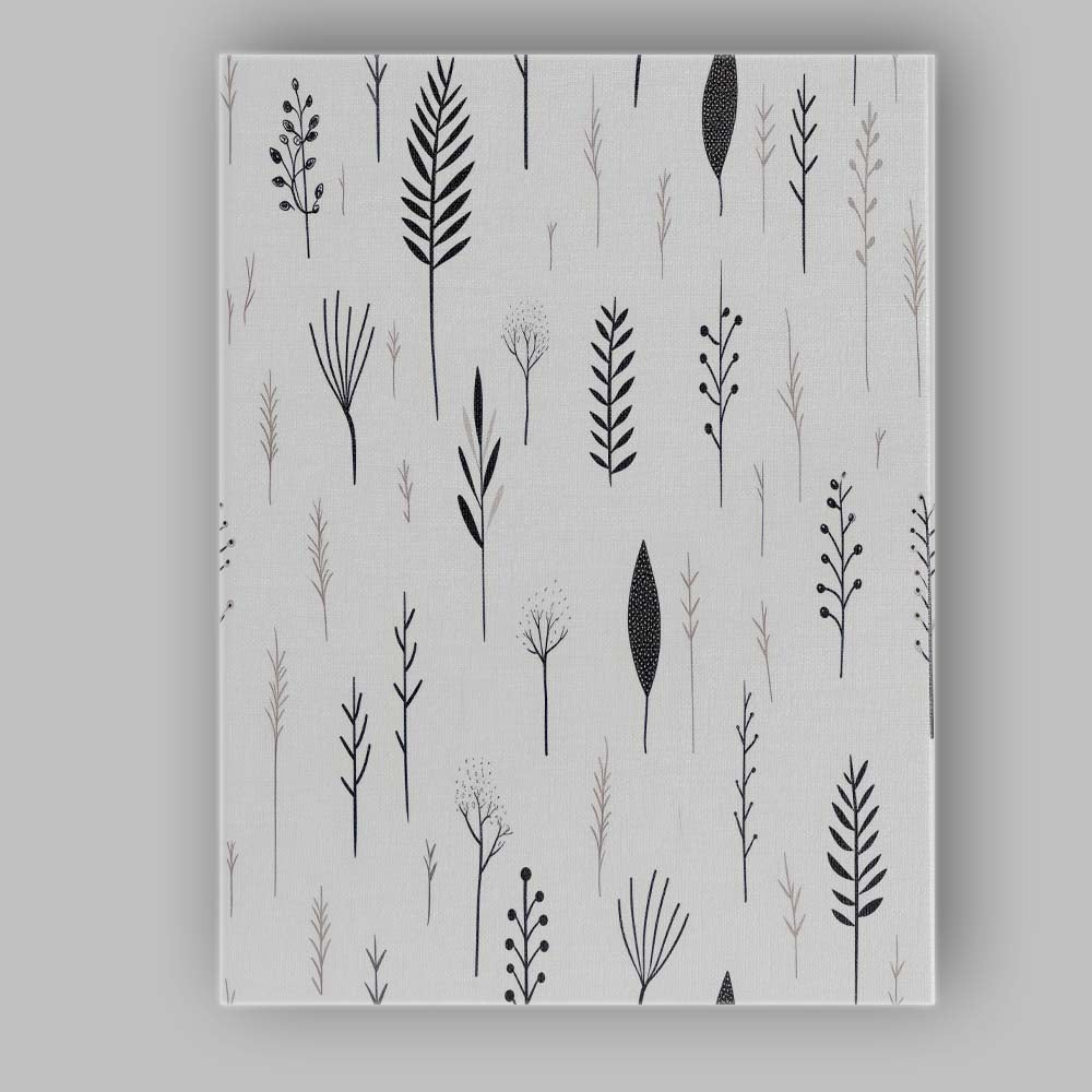 Whimsical Woodland Tree Motif Repeat Pattern Black and Mustard Yellow Canvas Wall Art Print Decor Picture Ready to Hang